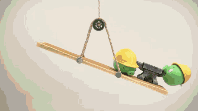 a cartoon pig is on a seesaw with another pig