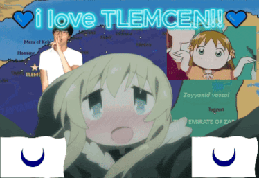 a collage of anime characters with the words i love tlemcen above them