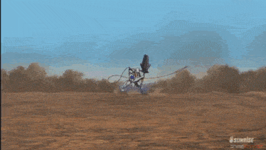 a screenshot of a sunrise anime shows a robot fighting another robot