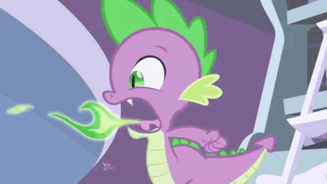 a cartoon of a dragon with a green tongue coming out of it 's mouth