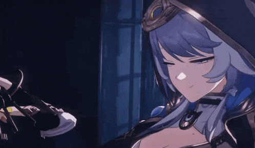 a blue haired anime character with a hood on