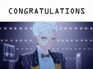 a congratulations message with a picture of a masked man