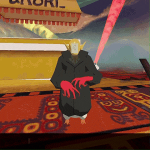 a cartoon character is standing in front of a sign that says glori