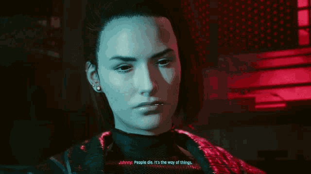 a woman in a video game says " am i worth their sacrifices are you "