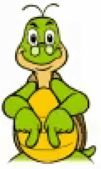 a cartoon turtle wearing glasses is holding a yellow ball .