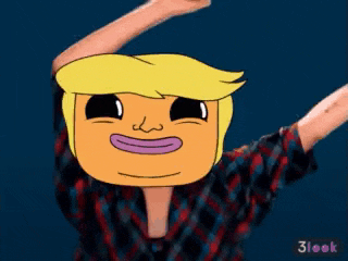 a cartoon of a man with his arms in the air with a 3look logo in the corner