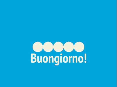 a blue background with the words buongiorno and the sun