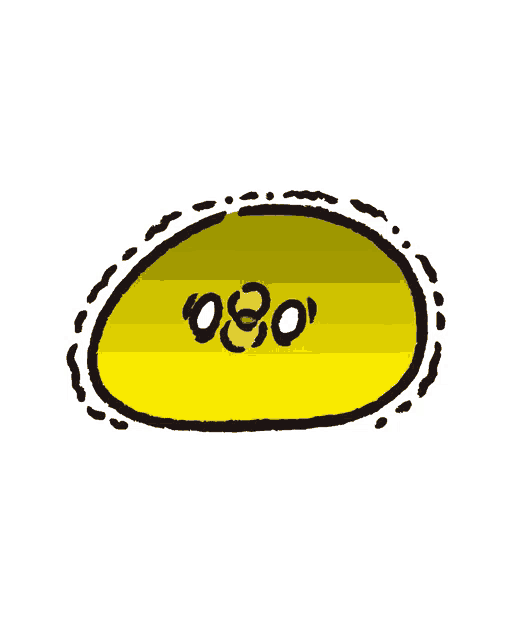 a cartoon drawing of a yellow circle with the number 080 written inside of it