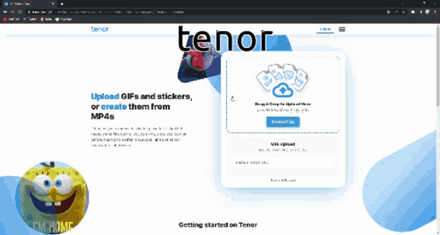 a screenshot of a website called tenor that allows you to upload gifs and stickers or create them from mp4s
