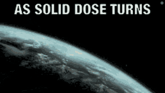 a picture of an explosion with the words as solid dose turns above it