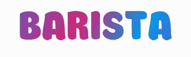 the word barista is written in purple and blue