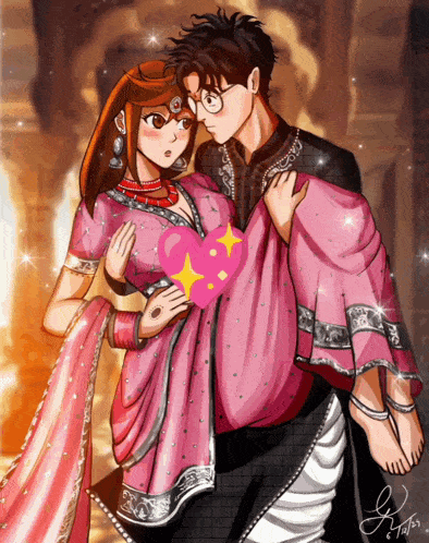 a drawing of a man carrying a woman with a heart in her hand