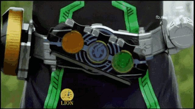 a person is wearing a belt that says lion