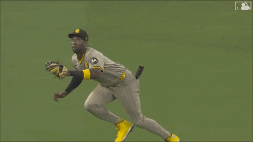 a baseball player with the letter s on his hat is laying on the grass