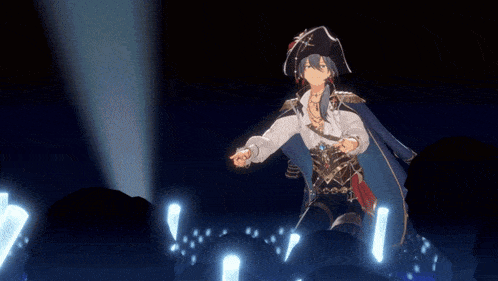 a man in a pirate costume giving the middle finger