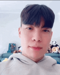 a young man wearing a hoodie is taking a selfie in front of stuffed animals .