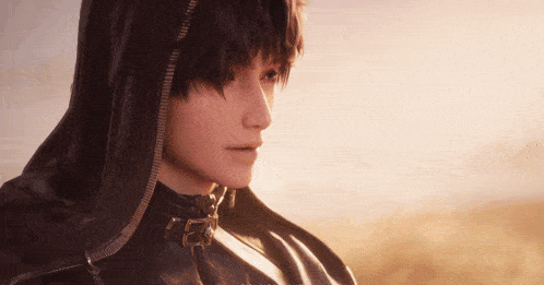 a close up of a person 's face with a hood on
