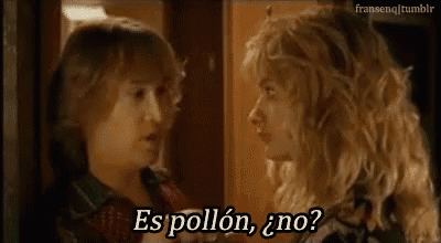 two women are talking to each other in spanish and one of them is asking the other " es pollon no "