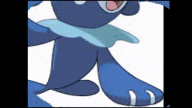 a close up of a blue pokemon on a white background .