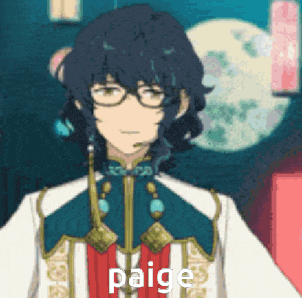a cartoon character with glasses and the name paige