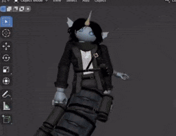 a 3d model of a person in a suit with a horn