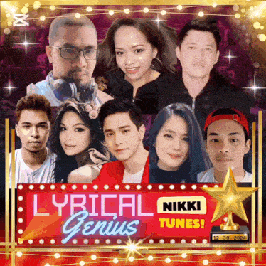 a poster for lyrical genius nikki tunes with a star