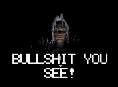 a computer generated image of a cartoon character with the words `` bullshit you see '' written on it .