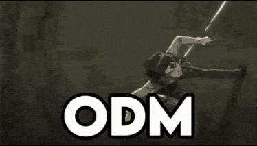 a picture of a person floating in the air with the word odm on the bottom