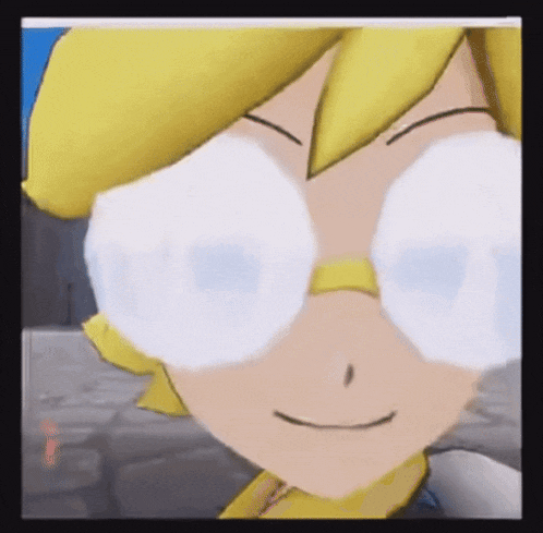 a close up of a cartoon character 's face with glasses on