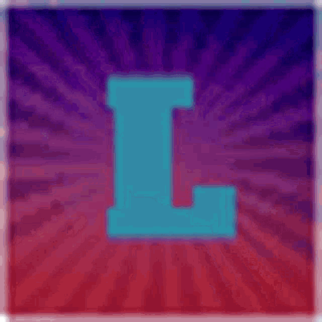 a blue letter l on a purple and red background .