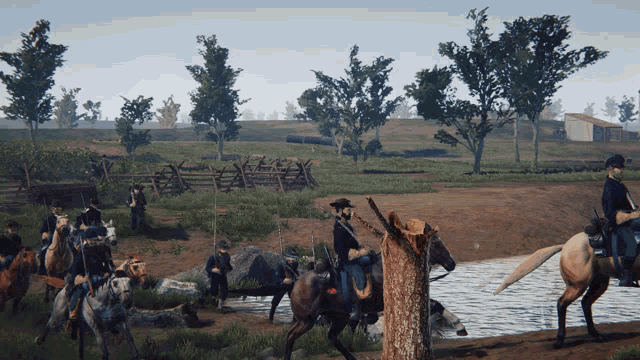 a man in a cowboy hat is riding a horse in a field