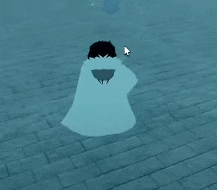a person is sitting on a brick floor in a video game with a mouse pointer .