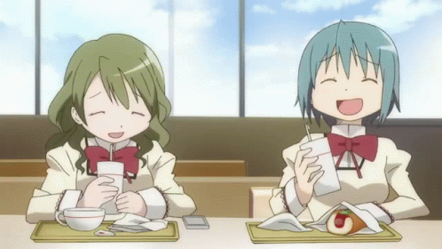 Hitomi And Sayaka Laughing Puella GIF - Hitomi And Sayaka Laughing Puella Magi GIFs
