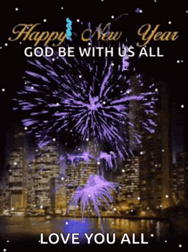 happy new year god be with us all love you all with purple fireworks