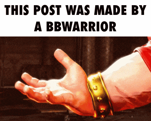 a picture of a hand with the words this post was made by a bbwarrior below it