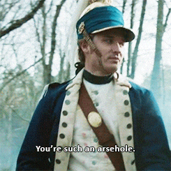a man in a military uniform is saying " you 're such an arsehole "