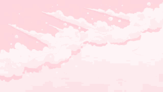 a pink background with white clouds floating in it