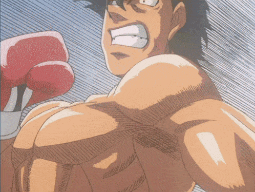 a drawing of a boxer with red gloves