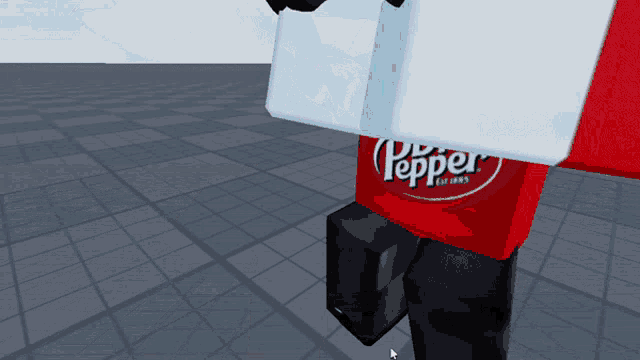 a person wearing a red shirt that says pepper