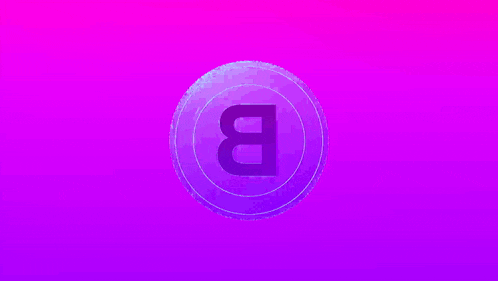 a purple and blue coin with the letter b on it