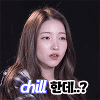 a woman with long hair says chill ? in a foreign language