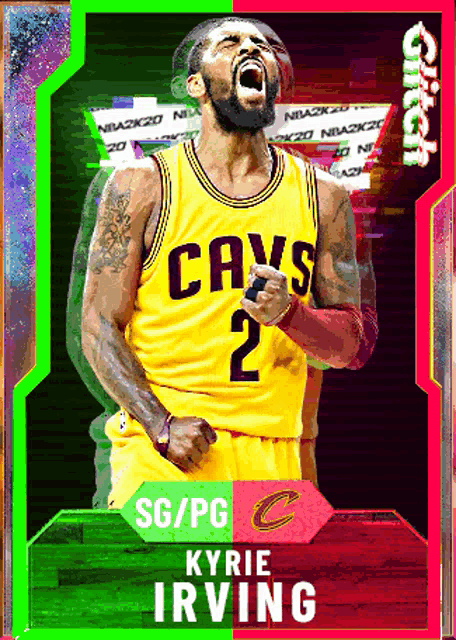 a card of a basketball player with the name kyrie irving