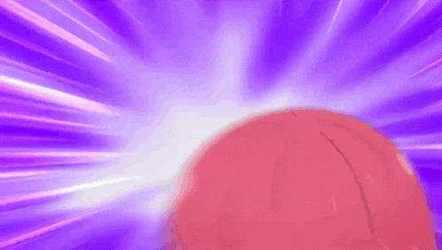 a purple background with a pink object in the middle of it