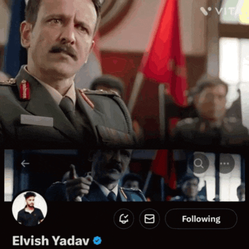 a picture of a man in a military uniform with the name elvish yadav