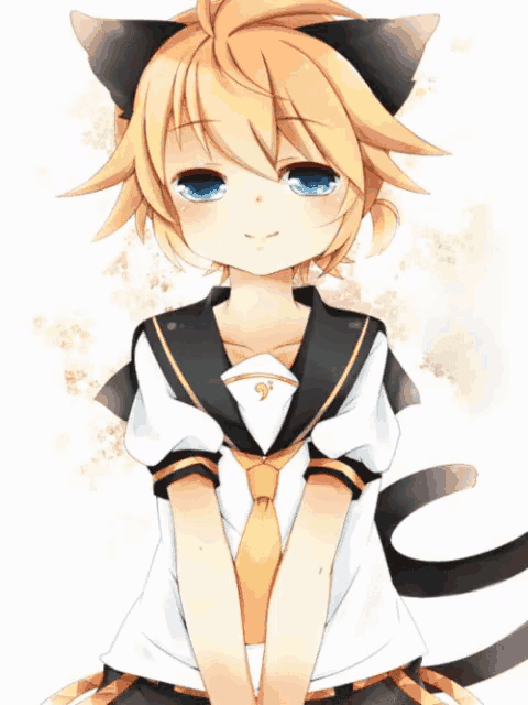 a boy with a cat ear on his head is wearing a white shirt and tie