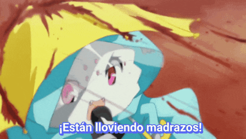 a cartoon character says " estan lloviendo madrazos " in a foreign language