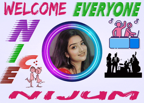 a poster that says welcome everyone with a picture of a woman in the center