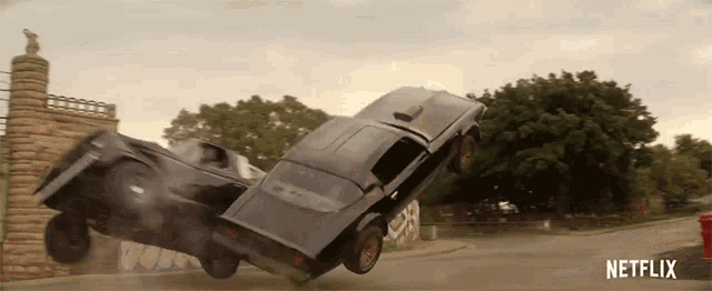 a netflix ad for a movie shows two cars crashing
