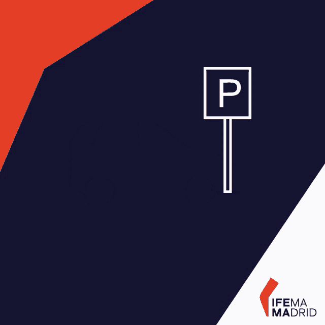 a car is parked next to a sign that says p