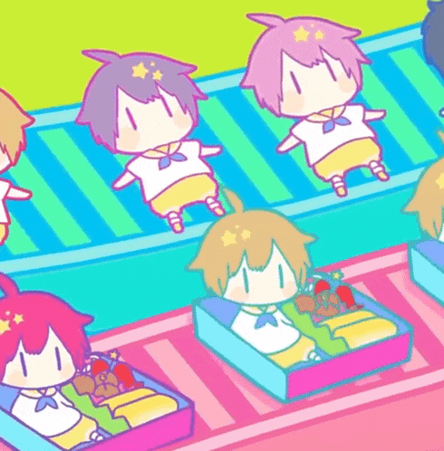 a bunch of cartoon characters are sitting in boxes